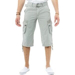 X RAY Belted Cargo Camo & Solid  Knee Length Classic Fit‎ Shorts, Salt Grey, 36